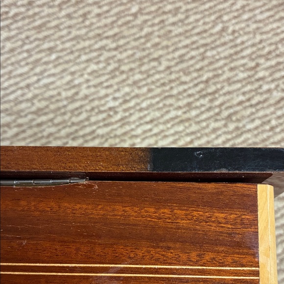 Vintage Italian Music Jewelry Table w Inlaid Marquetry; Swiss Music-'Love Story' - Picture 16 of 16